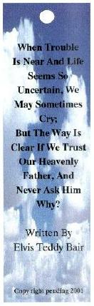 Elvis Teddy Bair bookmark